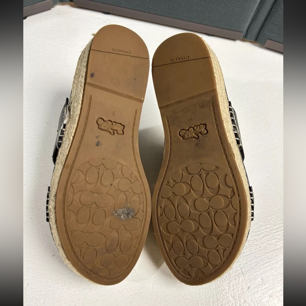 COACH Franca Black Leather Espadrille - Women’s Size 7 B With Box - Picture 10 of 11